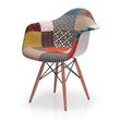 happymobili chaise tissu patchwork avec accoudoirs panel 2, lot de 4