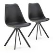 vs venta-stock pack 2 chaises salle à manger cross style nordique noir, 54 cm x 49 cm x 84 cm