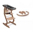 TISSI Chaise haute avec attache bébé et barreau de securité bois naturel