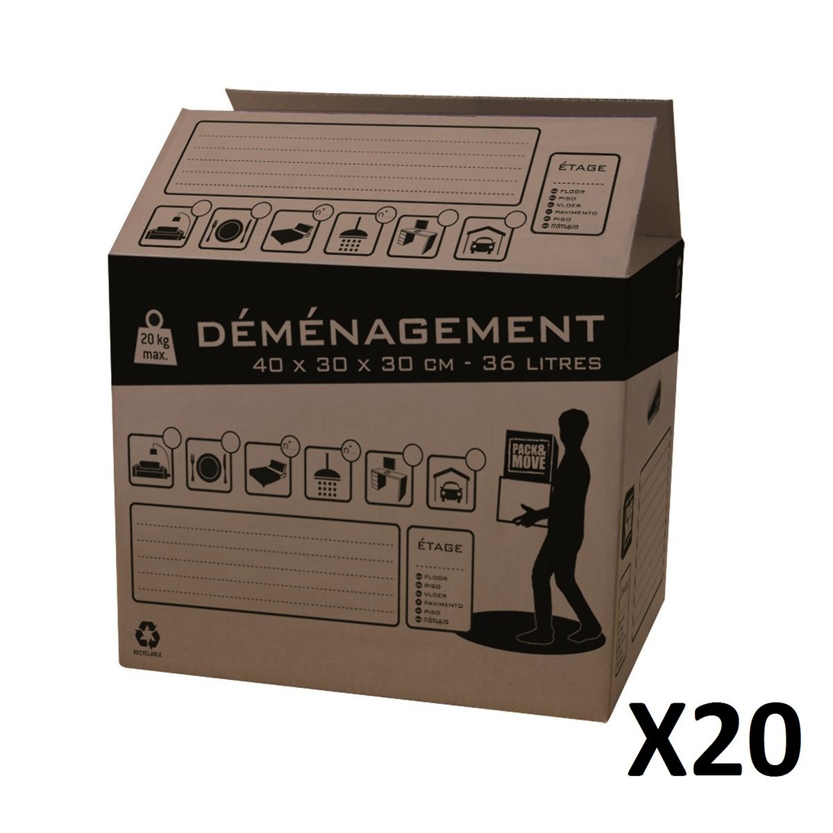 Pack demenagement 40 cartons livres qualité prix