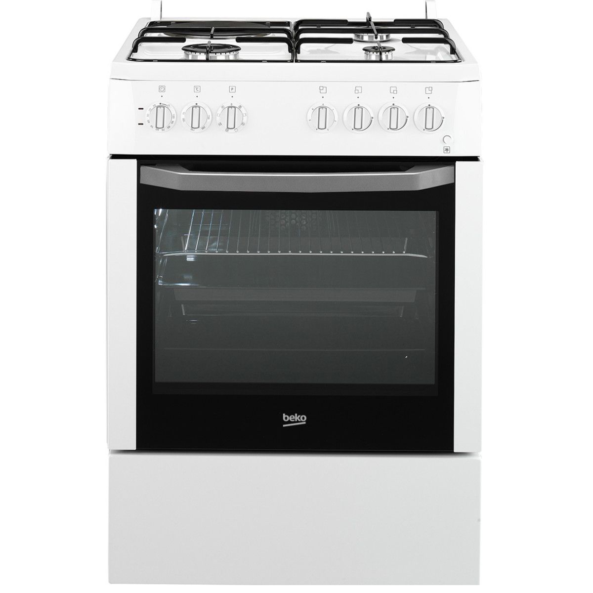 BEKO Cuisinière mixte CSE63110DW, 60 cm, 3 foyers gaz + 1