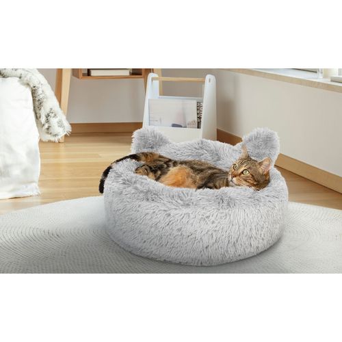 Coussin pour chat avec oreillers Diamètre 40cm gris