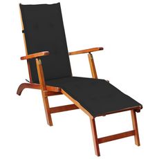 Coussin de chaise de terrasse Noir (75+105)x50x3 cm