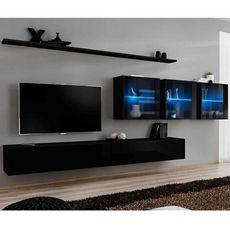 Meuble TV Mural Design  Switch XVII  340cm Noir