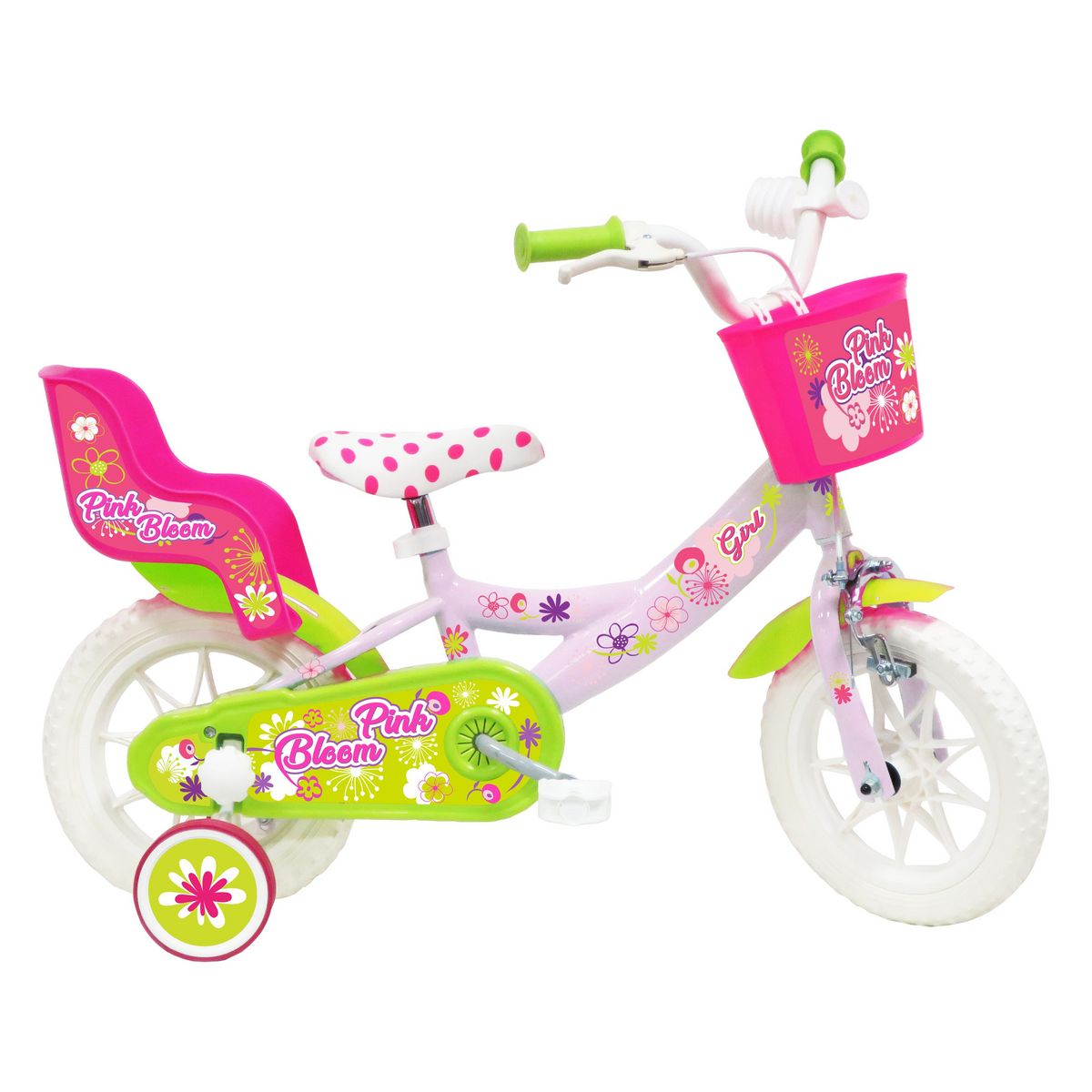 Vélo 12 Fille Pink Bloom pour enfant de 3 à 5 ans avec