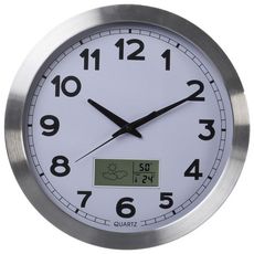 Perel Horloge murale 35 cm Blanc et argente