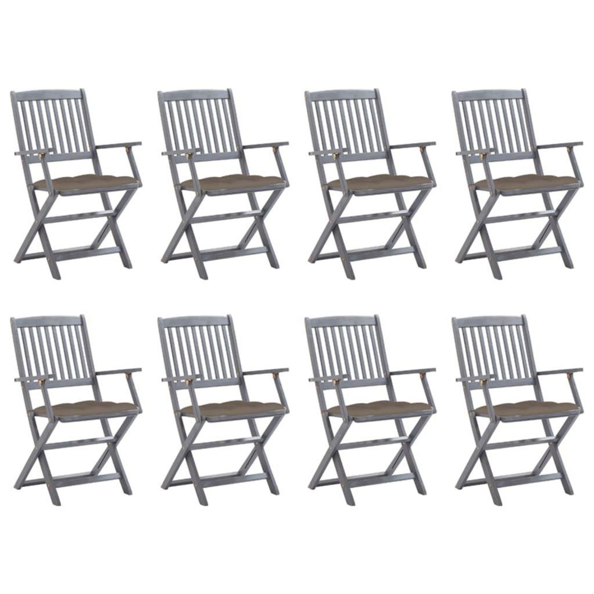 VIDAXL Chaises pliables d'exterieur 8 pcs avec coussins Bois d'acacia