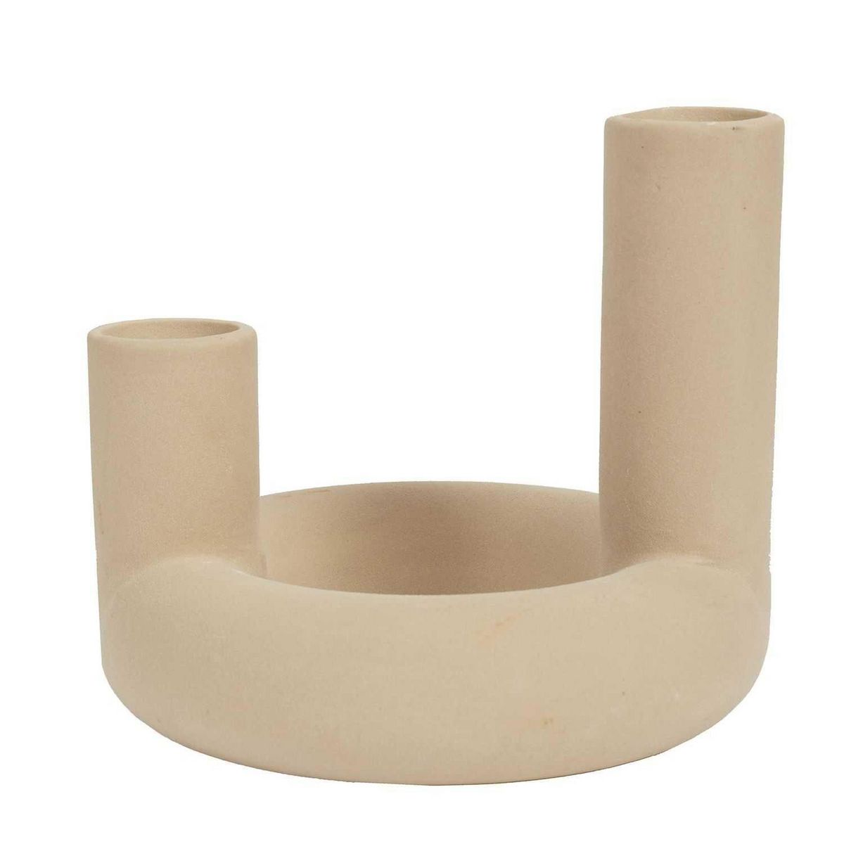 TOILINUX Vase en céramique 2 tube Arty Nude Diam. 16cm - Beige