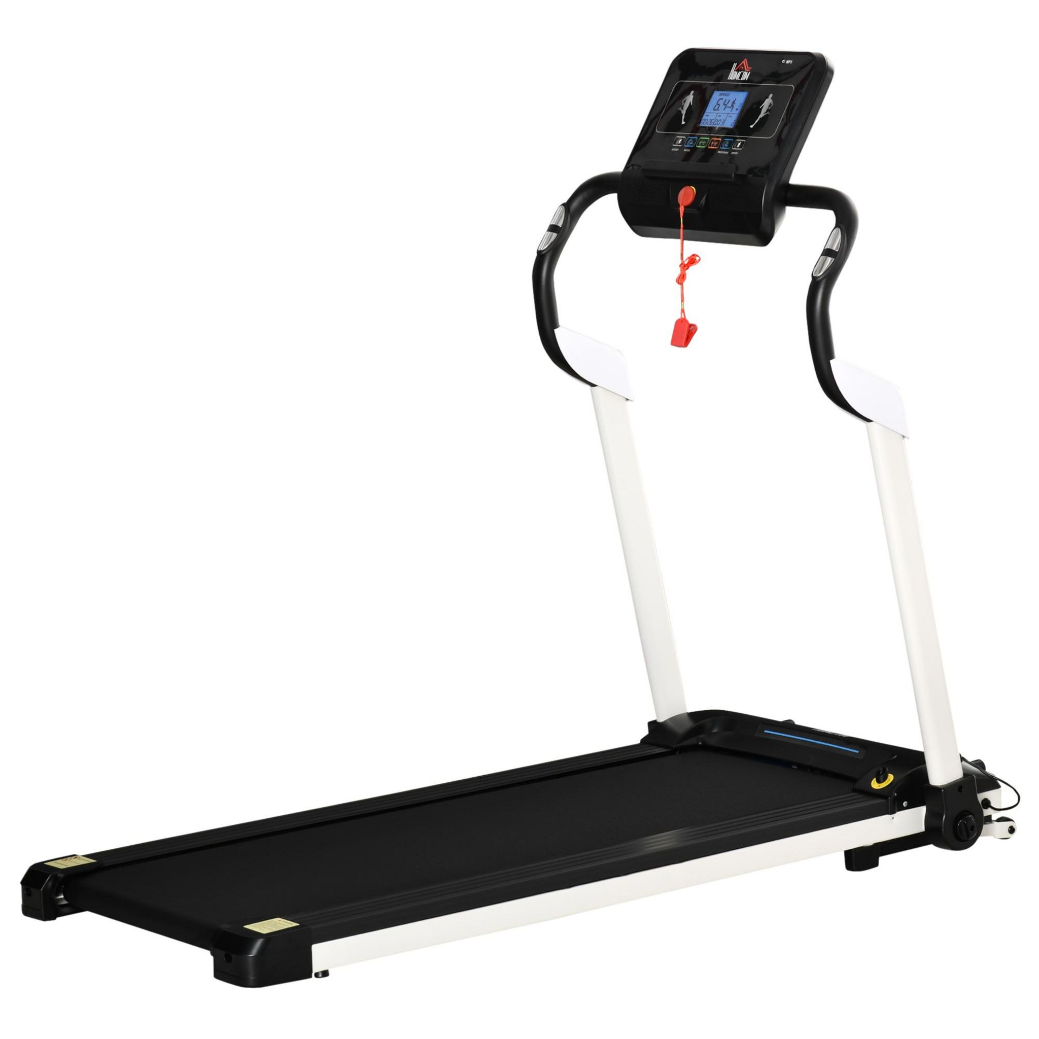 HOMCOM Tapis de course Fitness électrique pliable - 1 à 10 Km/h - écran LCD  multifonctions - puissance 500 W - gris foncé noir pas cher 