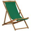 Chaise de plage pliable Bois de teck solide Vert