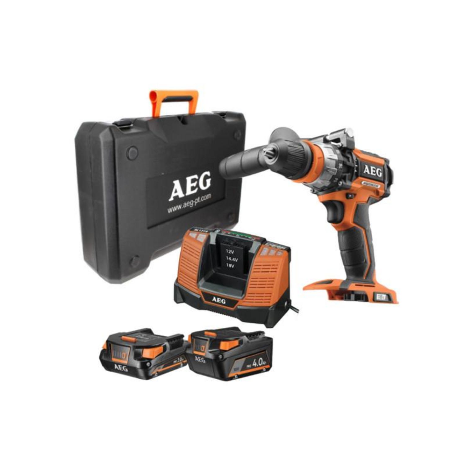 AEG Perceuse percussion AEG 18V Brushless - 2 batteries 5.0Ah - 1 chargeur  - Poignée additionnelle - BS pas cher 