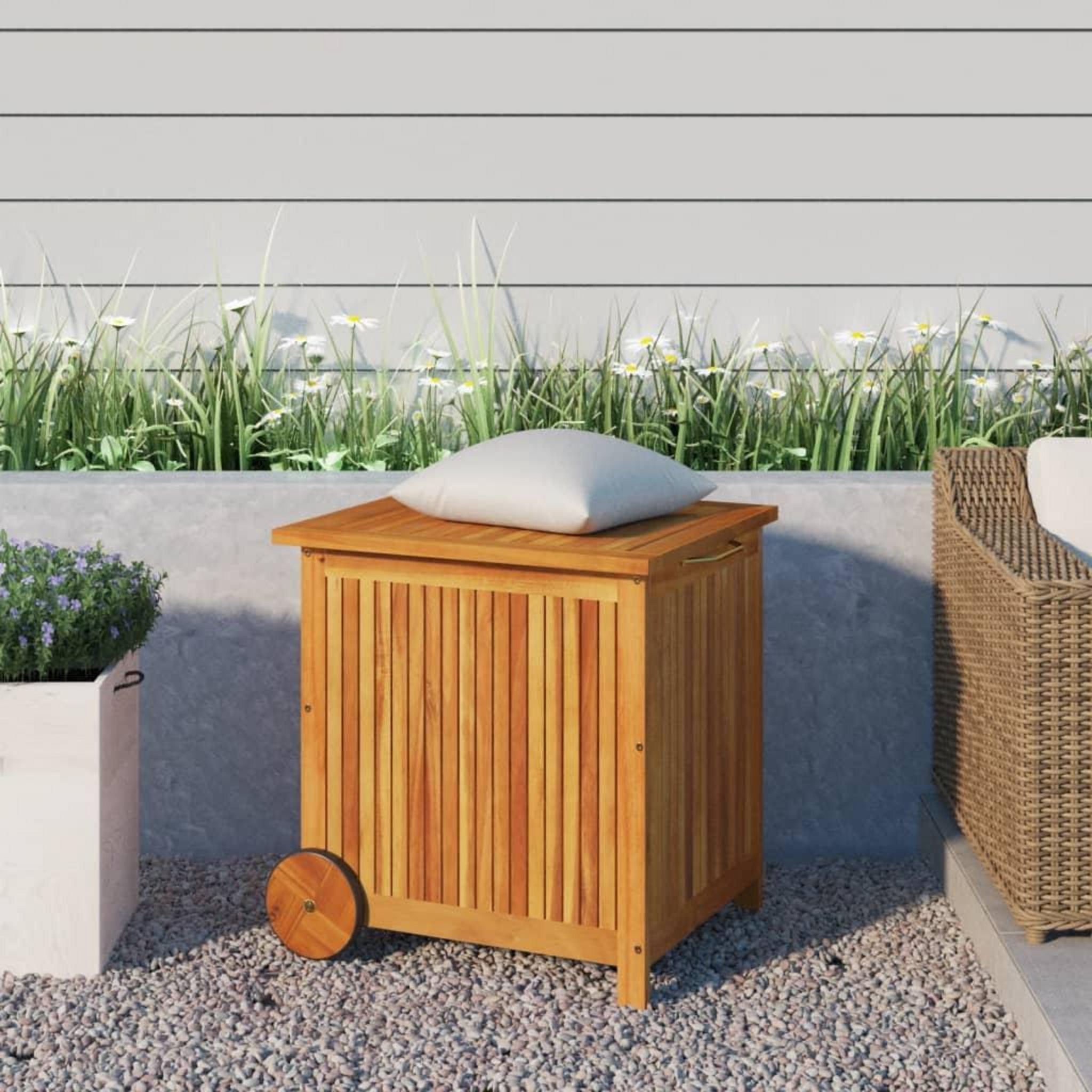 vidaXL Boîte de rangement de jardin 60x50x58 cm Bois de teck