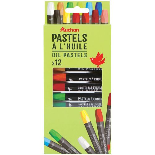 AUCHAN Boîte de 12 crayons pastels à l'huile pas cher 