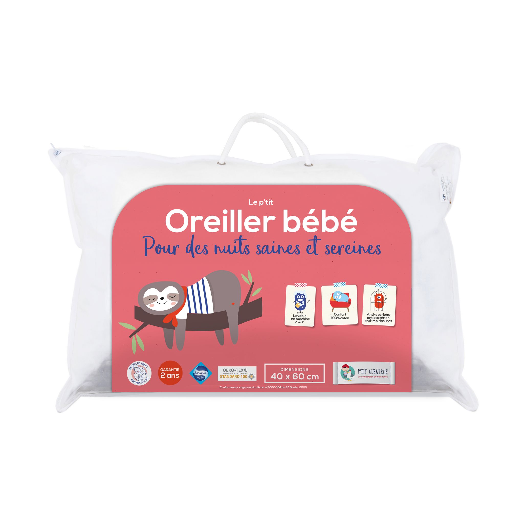 Oreiller Bébé anti-acariens