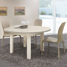 GAMI Table de séjour salle à manger ronde extensible L120/150cm FLORENCE (Chêne blanchi)