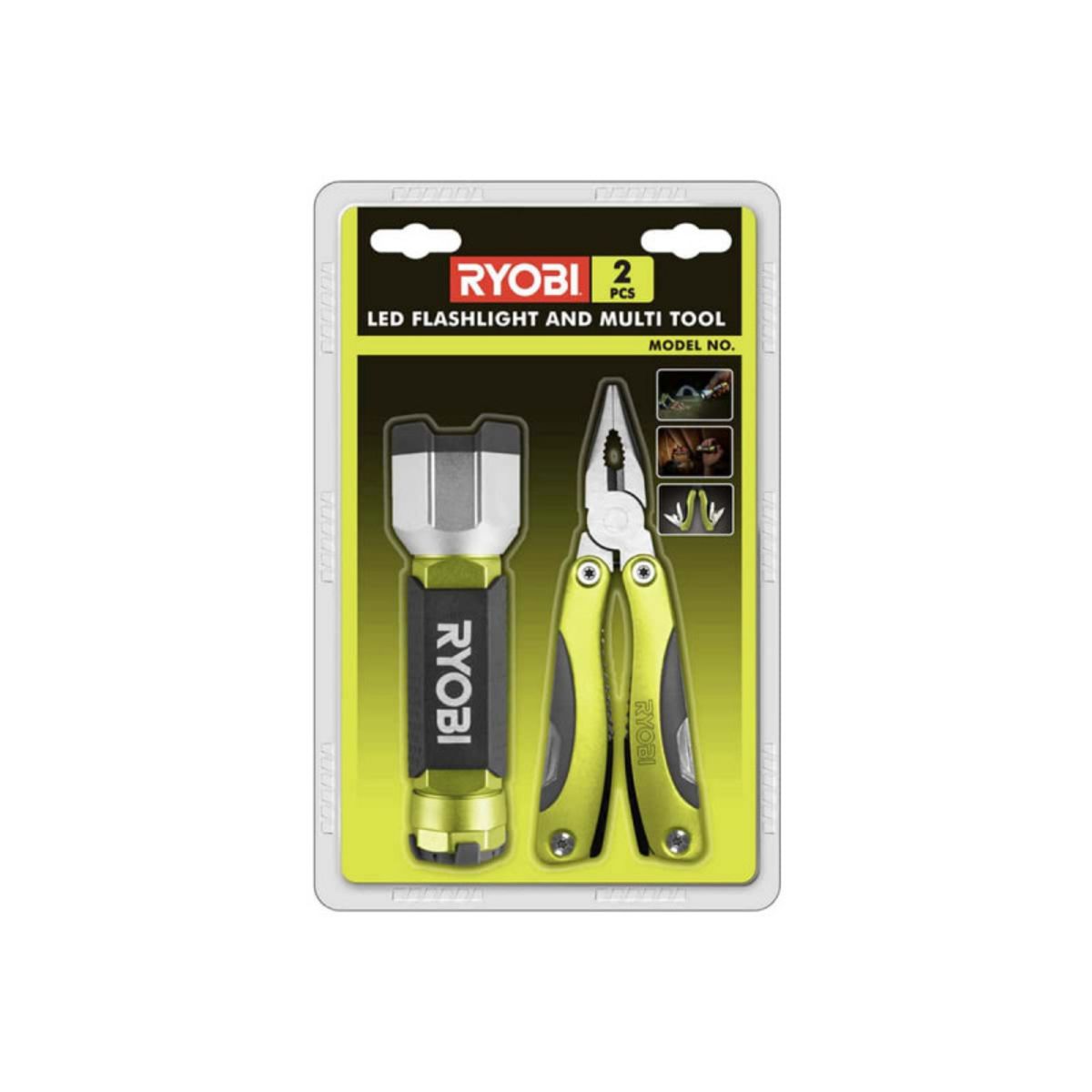 Ryobi Pack RYOBI Lampe de poche - pince multi-fonction 10 Fonctions -  RFLMT2PCK pas cher 