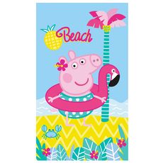 PEPPA PIG Drap de plage enfant en coton Peppa Pig Summer (Bleu / Rose)