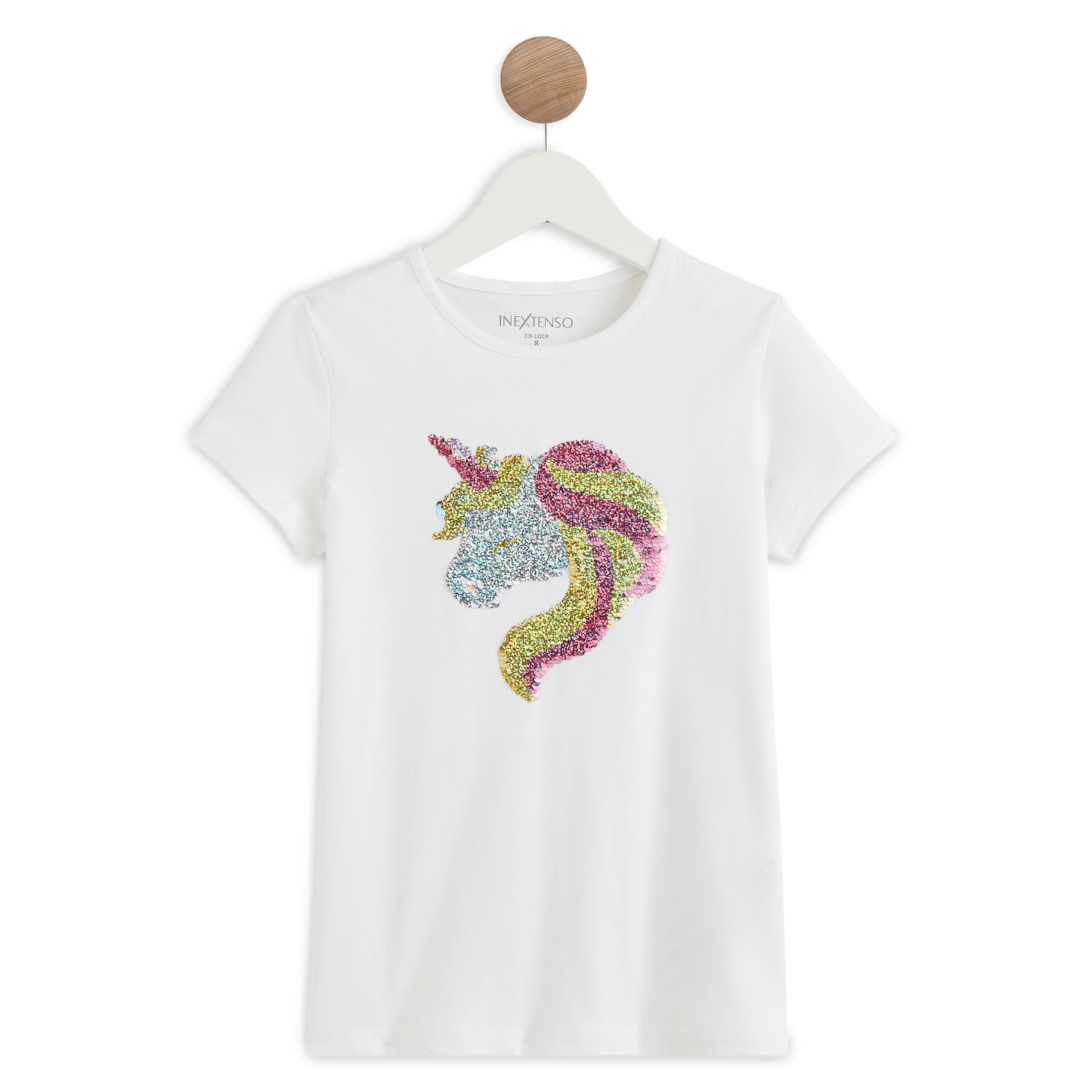 tee-shirt fille a manches longues avec licorne en sequins