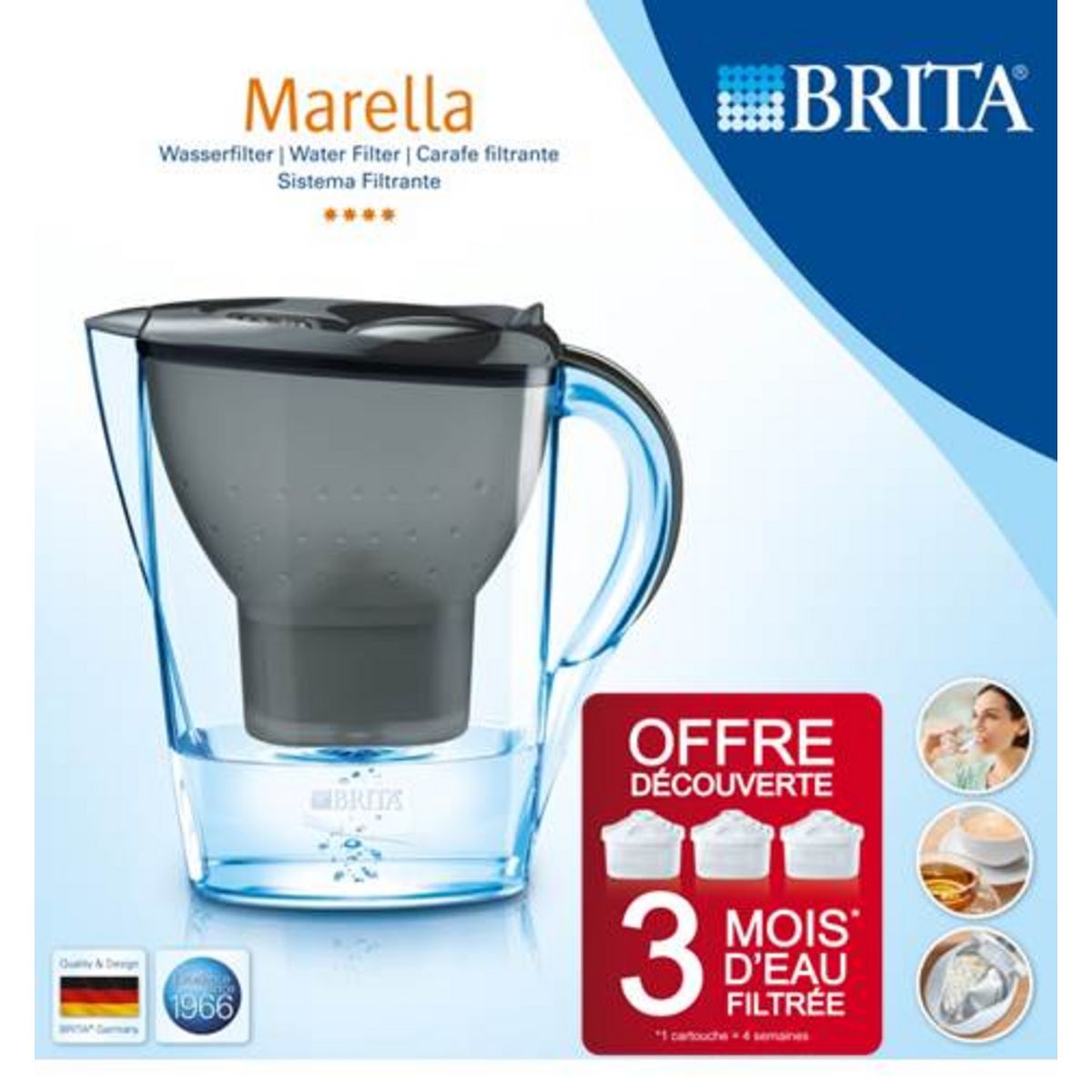 Carafe filtrante Marella - Graphite Carafe filtrante - Achat sur