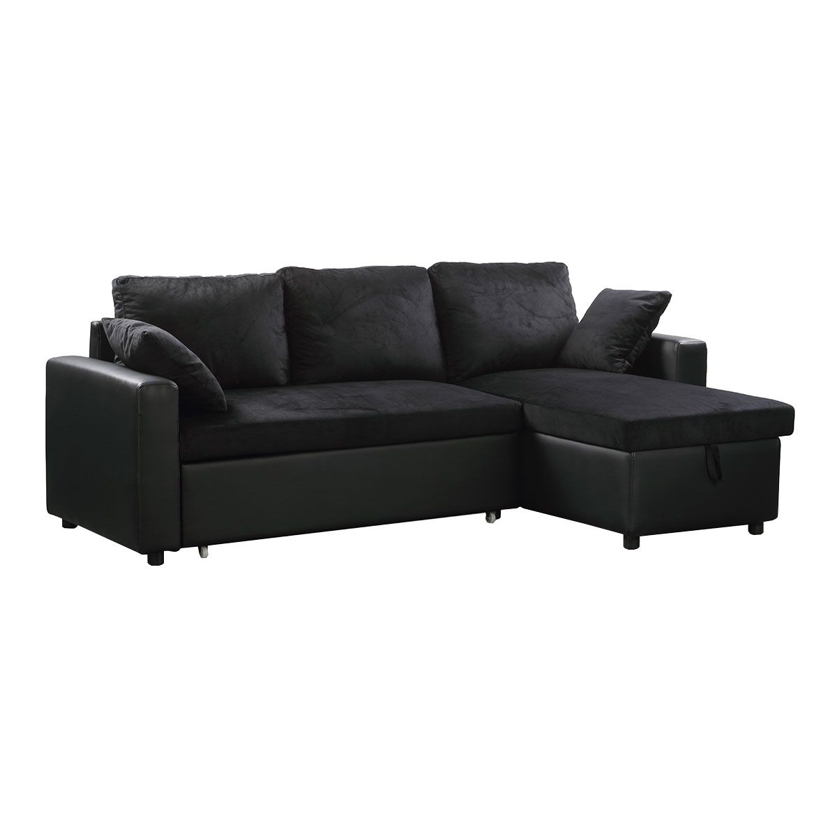  Canapé d'angle 3 places réversible et convertible MATHILDE coloris noir 