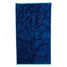 ACTUEL Drap de plage fantaisie en coton 420 g/m²  BANANA LEAVES (Bleu)