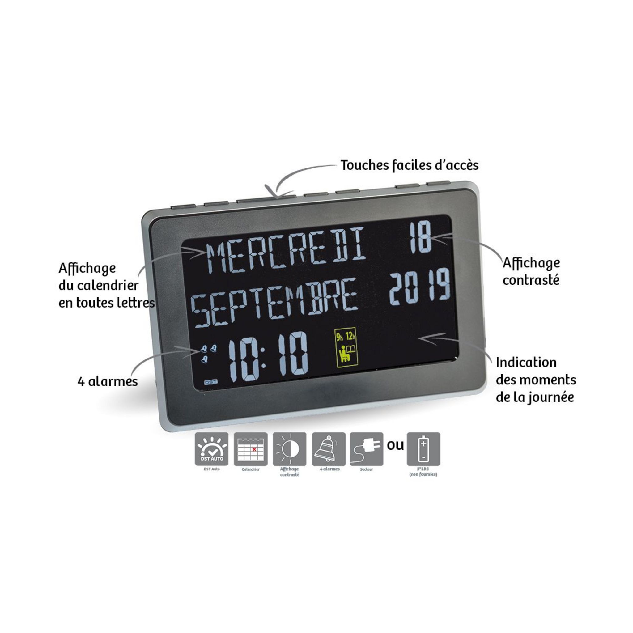 Horloge Calendrier Avec Date Jour Et Heure Boulanger Orium Horloge calendrier référence pas cher - Auchan.fr