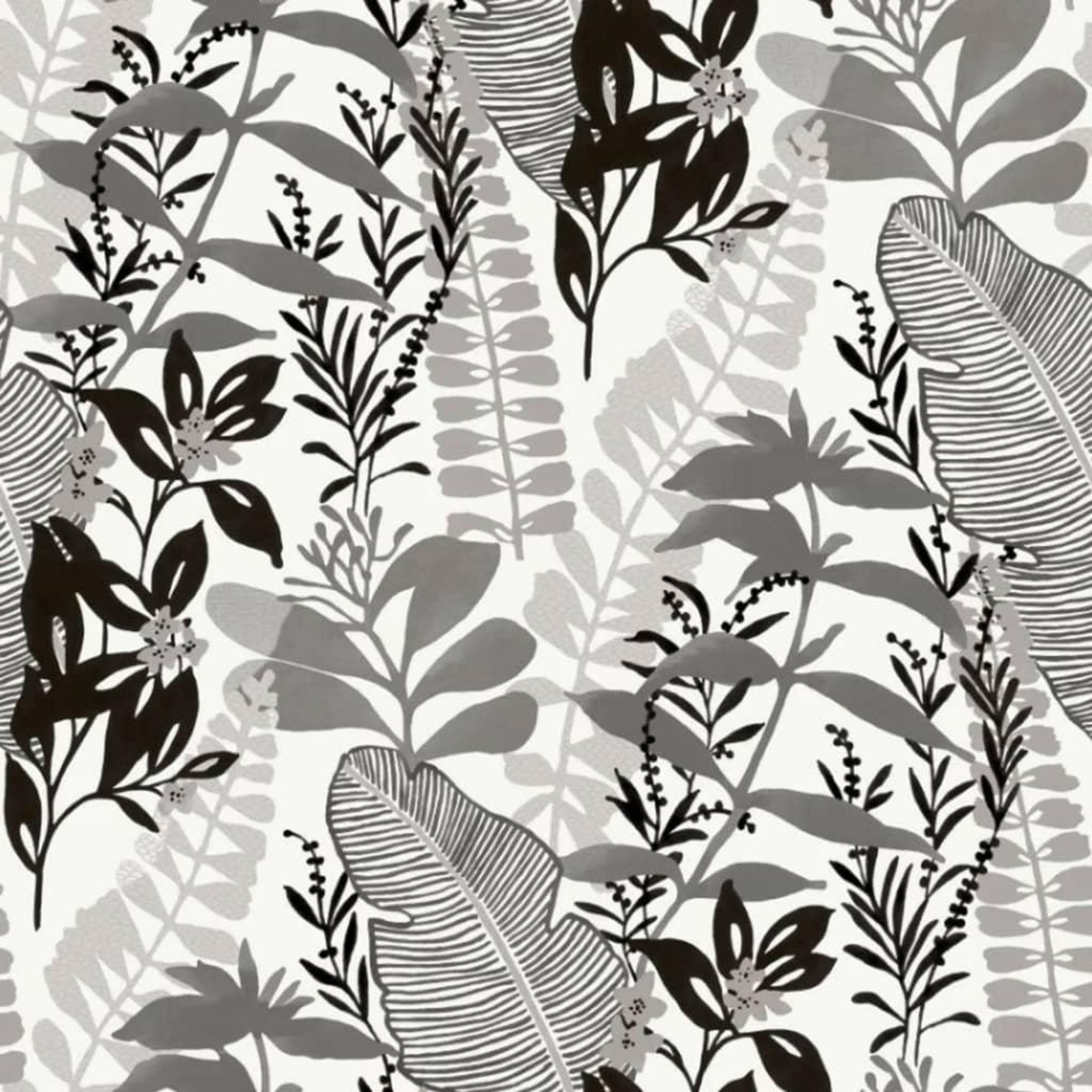 Papier peint intissé Motif floral noir et blanc pas cher