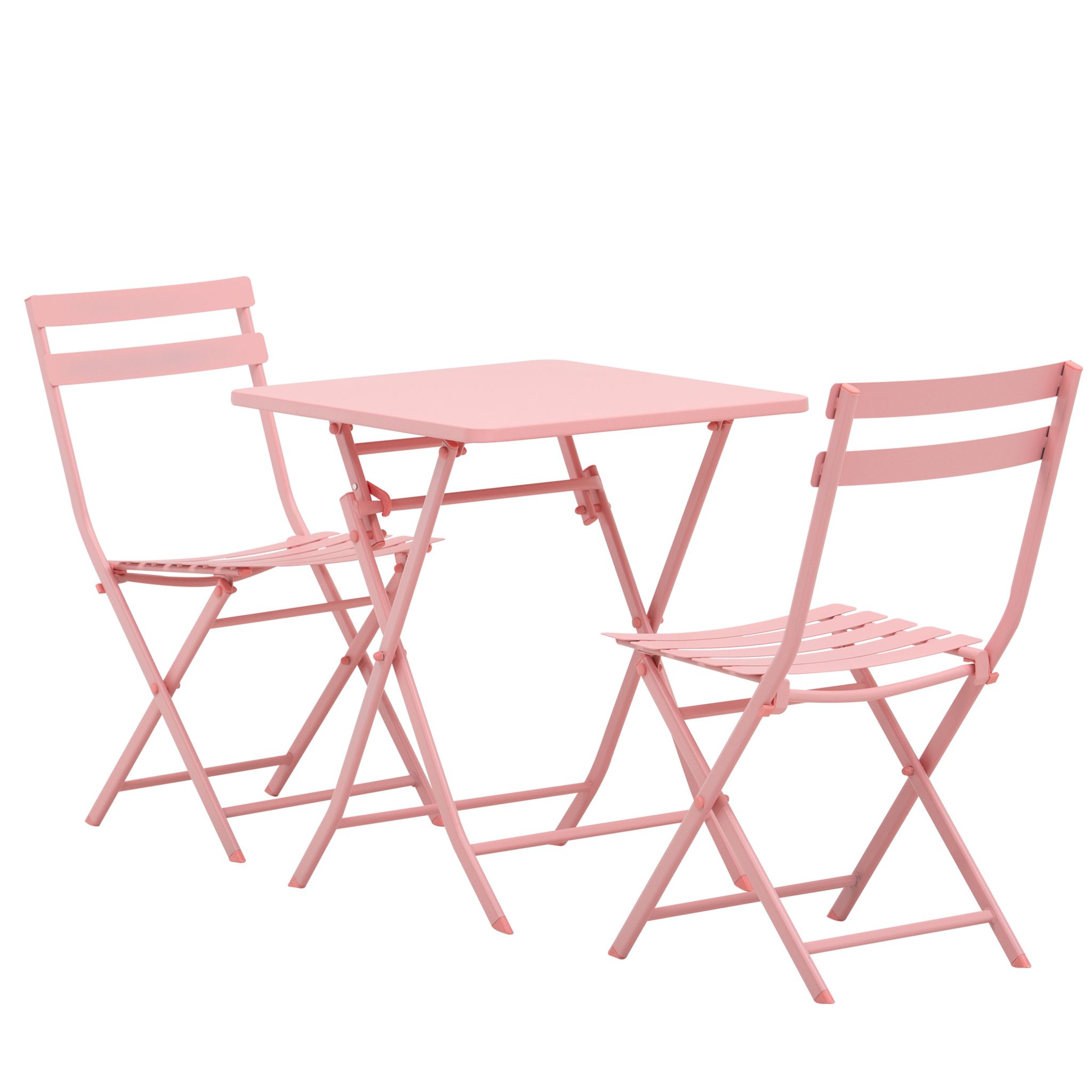 Salon de jardin bistro pliable - table ronde Ø 60 cm avec 2 chaises pliantes  - métal thermolaqué rouge
