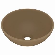 Lavabo rond de salle de bain Creme mat 32,5x14 cm Ceramique