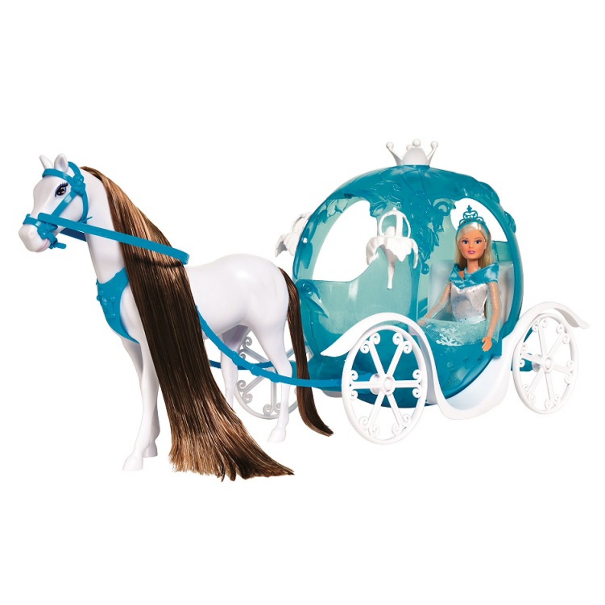 Carrosse avec Cheval Princesse Steffi Bleu pas cher Auchan