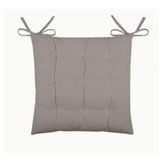 Galette de chaise matelassée unie en coton avec nouettes (Beige)