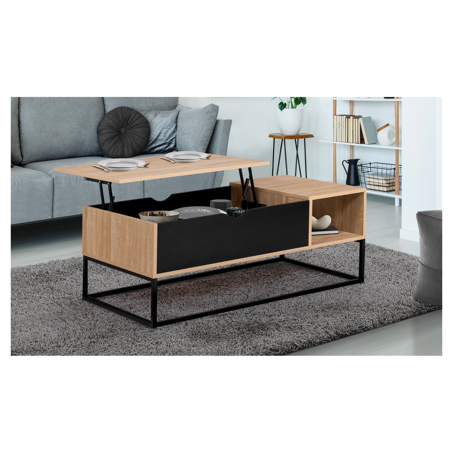 Bureau droit 1 tiroir style industriel pieds métal L110cm HOUSTON pas cher  