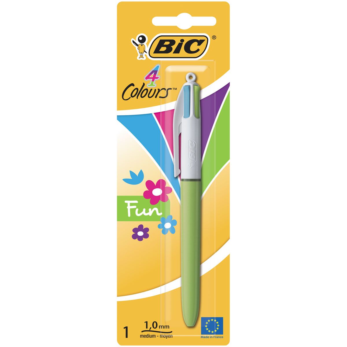 BIC Stylo bille 4 couleurs rétractable pointe moyenne Edition Fashion vert  pas cher 