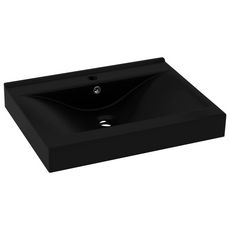 Lavabo avec trou de robinet Noir mat 60x46 cm Ceramique
