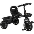 HOMCOM Tricycle pour enfant évolutif avec siège réglable - pédales - 2 paniers - ceinture - pour enfant de 2 à 5 ans - noir