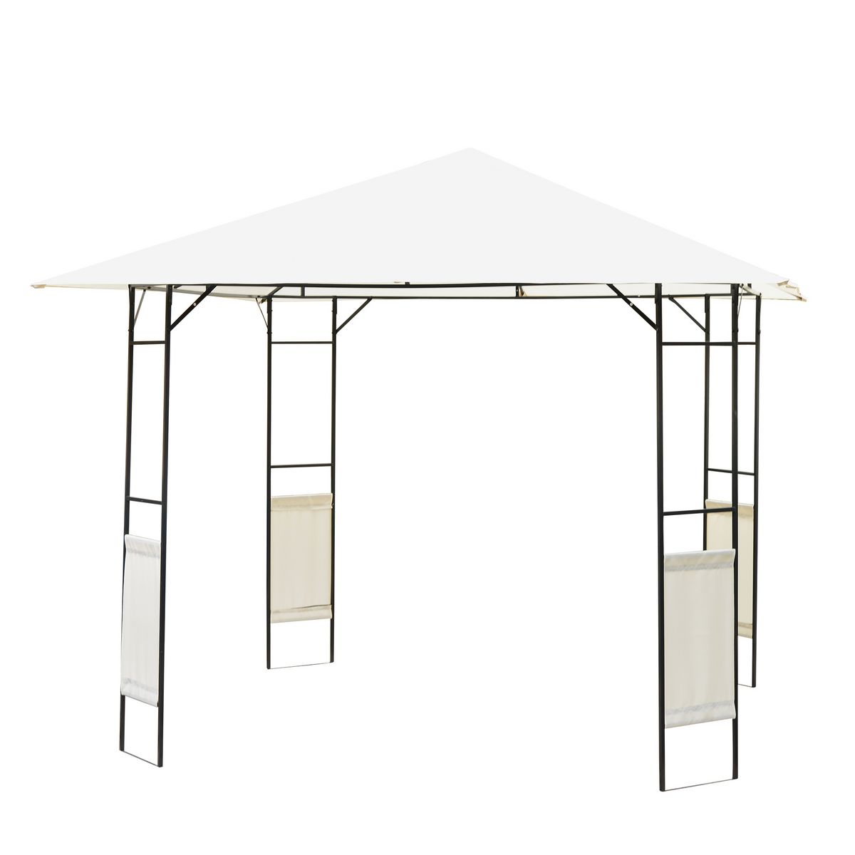 Mettre à L ombre Même Par Mauvais Temps En 10 Lettres OUTSUNNY Tonnelle barnum pavillon de jardin dim. 3L x 3l x 2,6H m métal  époxy toile polyester haute densité crème pas cher à prix Auchan