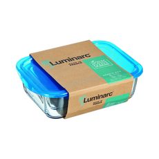 LUMINARC Lot de 3 boîtes en verre avec couvercle bleu clair