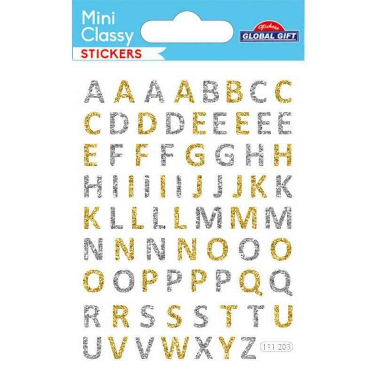  Stickers Mini Classy alphabet or argent