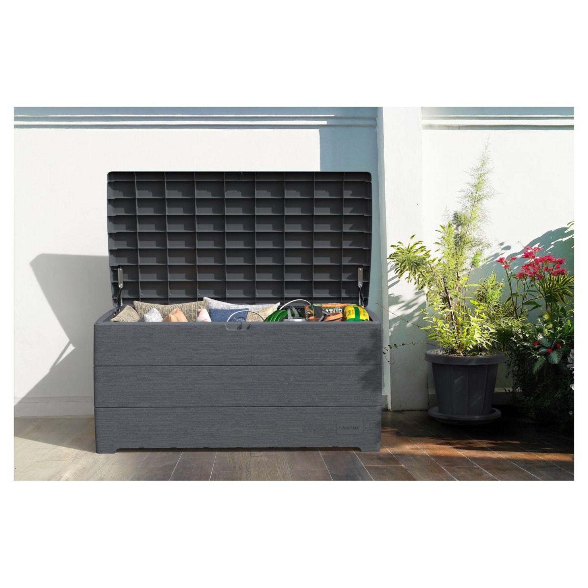 Coffre de jardin en métal gris anthracite Duramax - 174 x 73 x 73 cm -  Duramax