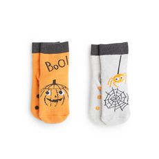 IN EXTENSO Lot de 2 paires de chaussettes anti dérapantes halloween bébé (Orange)
