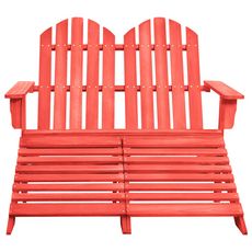 Chaise de jardin Adirondack 2 places et pouf Sapin massif Rouge