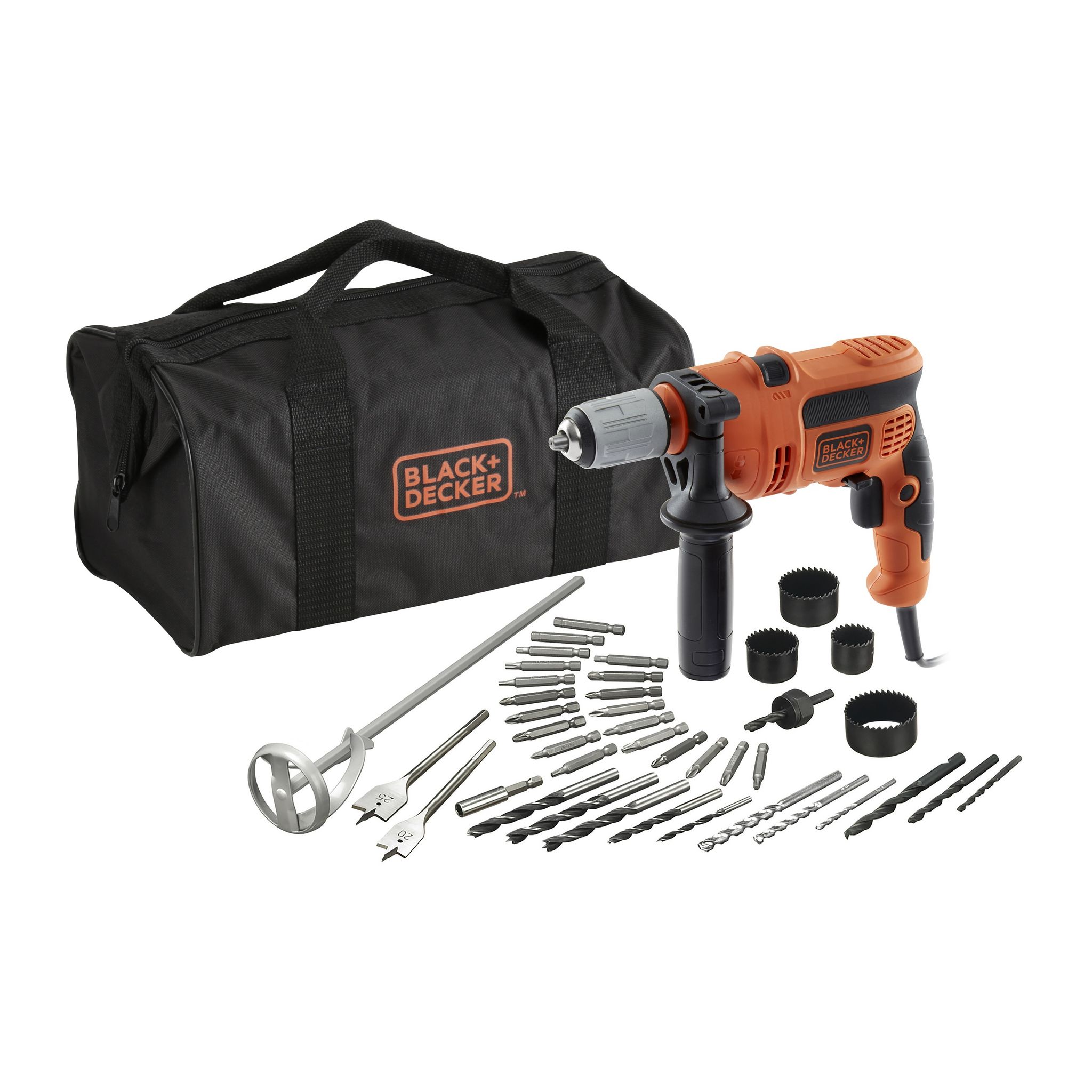 Black & Decker - Perceuse à percussion filaire 710W 4 forets de