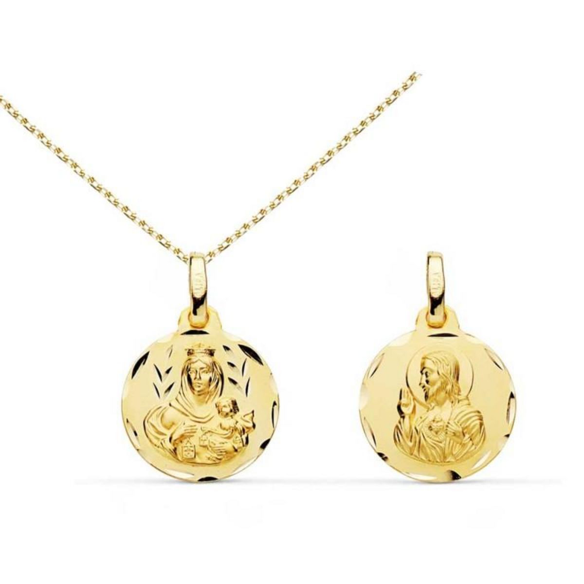  Collier - Médaille Scapulaire Or 18 Carats 750/000 Jaune - Chaîne Dorée