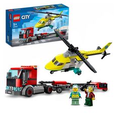 LEGO LEGO City Great Vehicles 60343 Le Transport de L’Hélicoptère de Secours, Jouet Camion