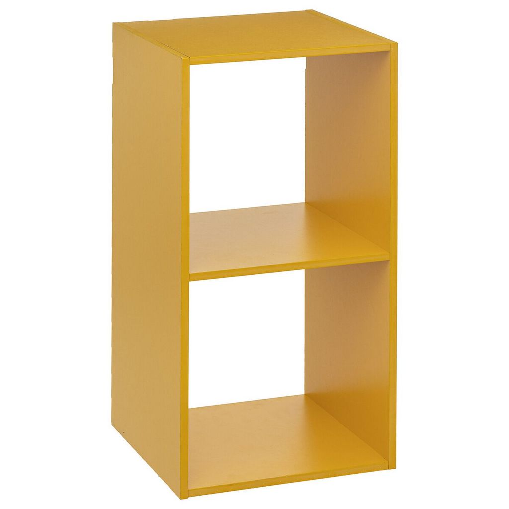 Etagère cube murale 2 cases de rangement Mix n' modul - Longueur 34,50 cm x  Hauteur 67,50 cm - Jaune moutarde