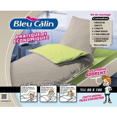 BLEUCALIN Ensemble de couchage prêt à dormir avec couette Caradou (Bleu /Gris foncé)