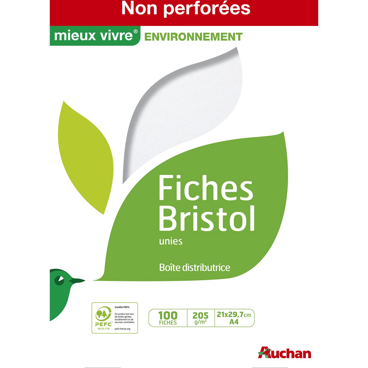 100 Fiches Bristol Blanches Unies Non Perforées 12,5X20Cm 10503E pas cher