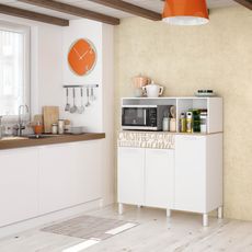 Desserte meuble de cuisine compact 3 portes + 1 tiroir MALO (Blanc)