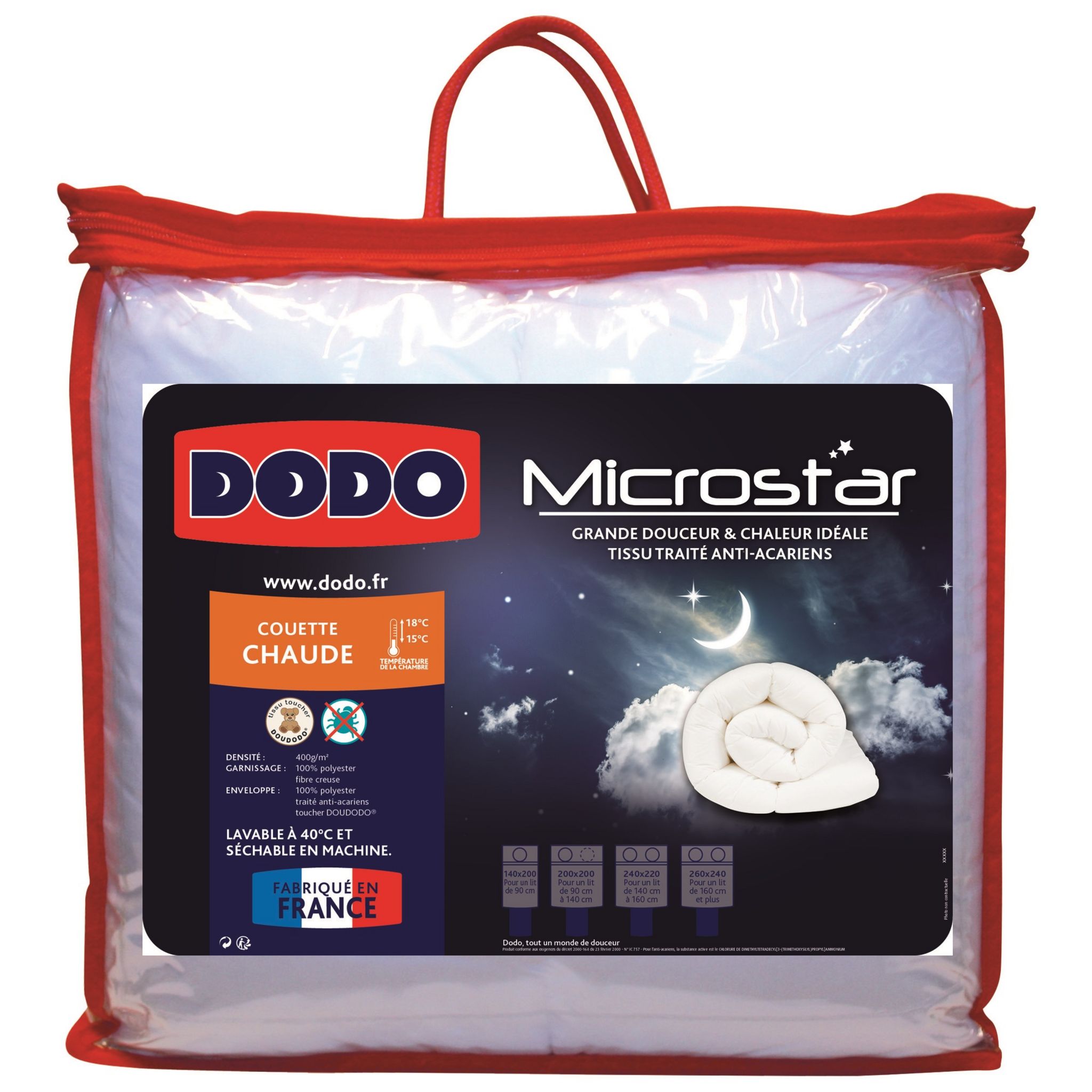 DODO Couette chaude microfibre anti acariens DODO MICROSTAR 400 g/m² pas  cher 
