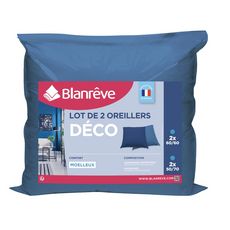 BLANREVE Lot de oreillers confort moelleux bicolore en microfibre  (Bleu clair / Bleu foncé)
